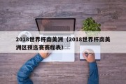 2018世界杯南美洲（2018世界杯南美洲区预选赛赛程表）