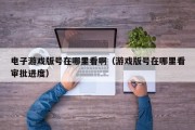 电子游戏版号在哪里看啊（游戏版号在哪里看审批进度）