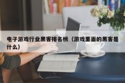 电子游戏行业黑客排名榜（游戏里面的黑客是什么）